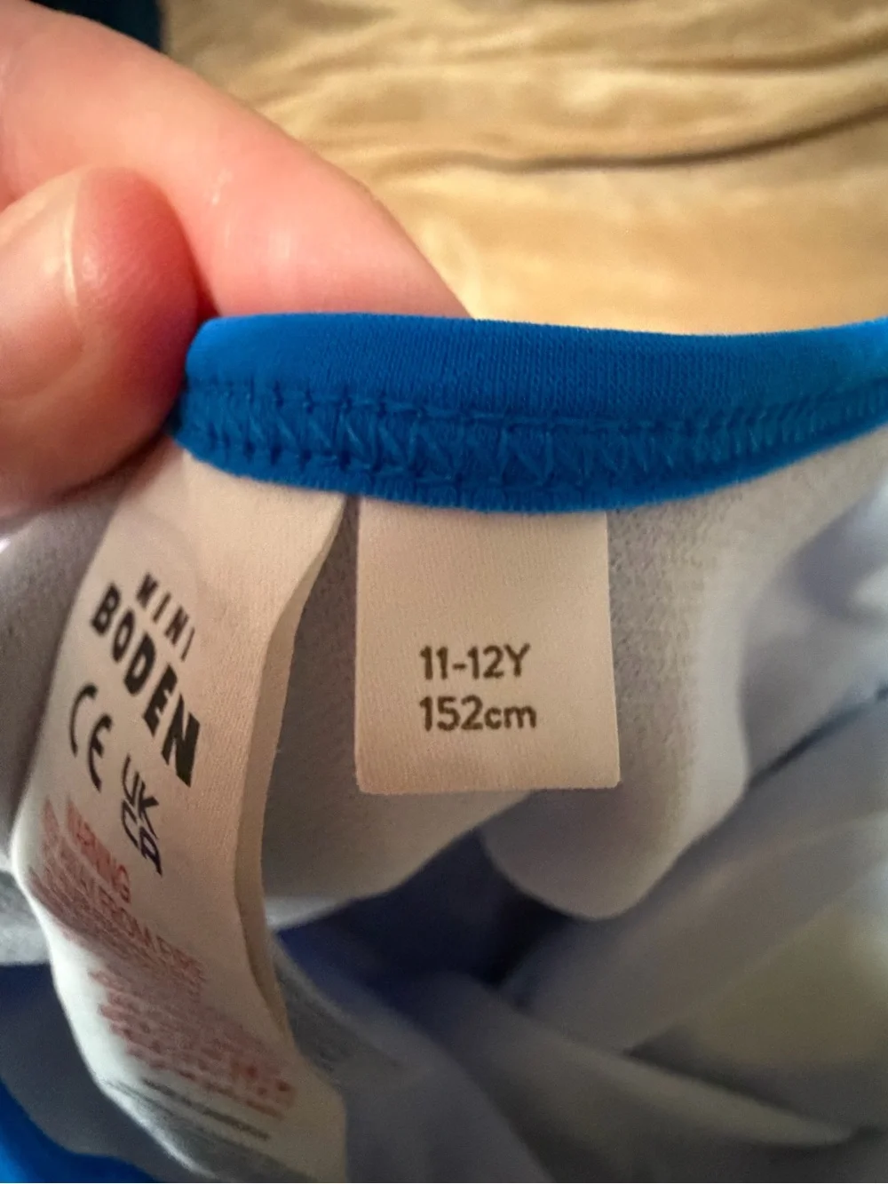 Mini Boden Bright Blue Halter One-Piece Lemon Swimsuit 11/12